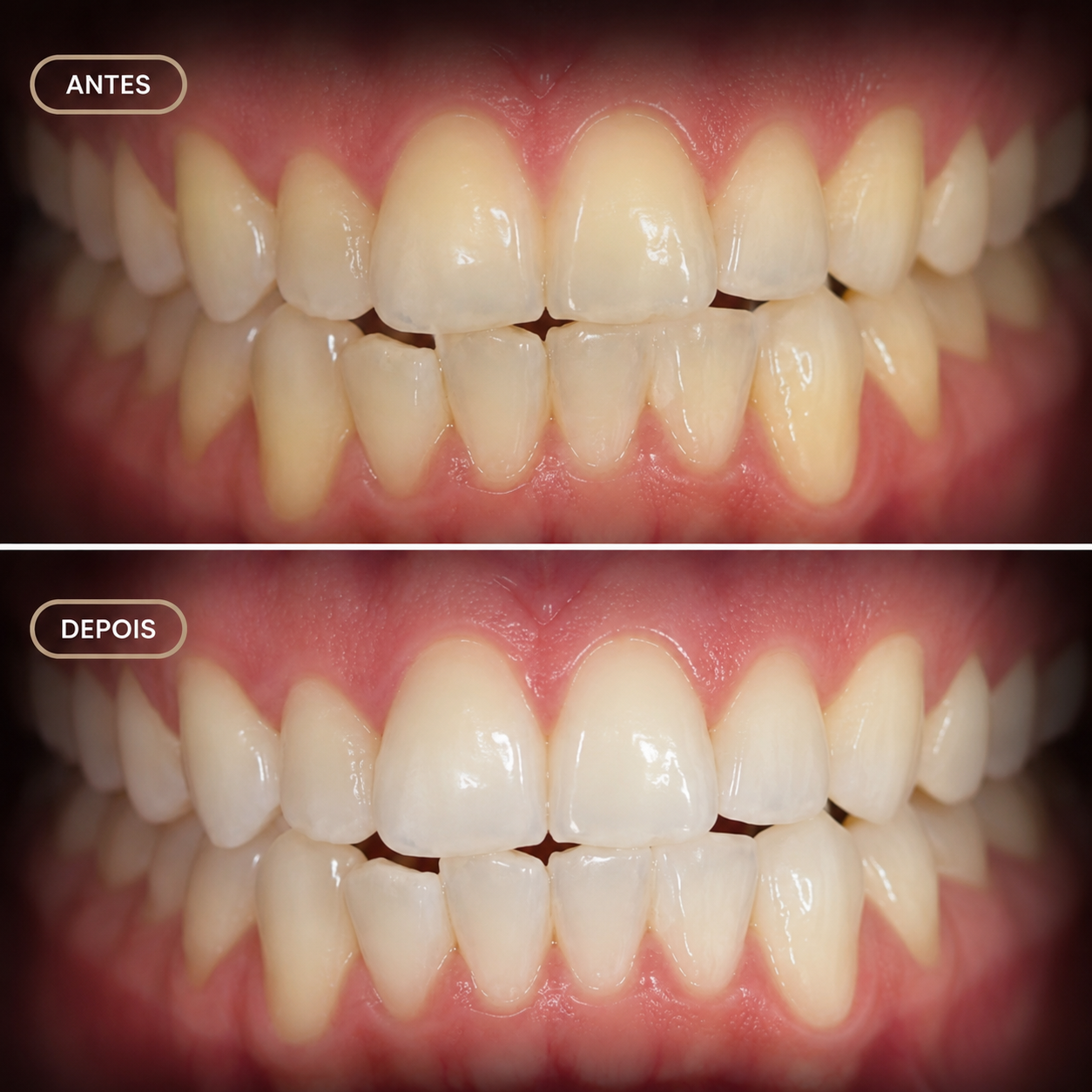 Antes e depois do clareamento — caso 1